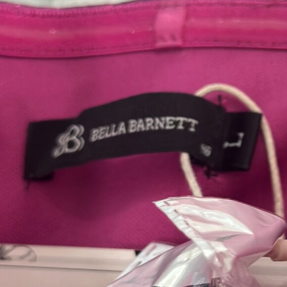 NWT Bella Barnett Bright Pink Metallic Gown Size Large Glam Evening Formal Dress - Picture 8 of 8